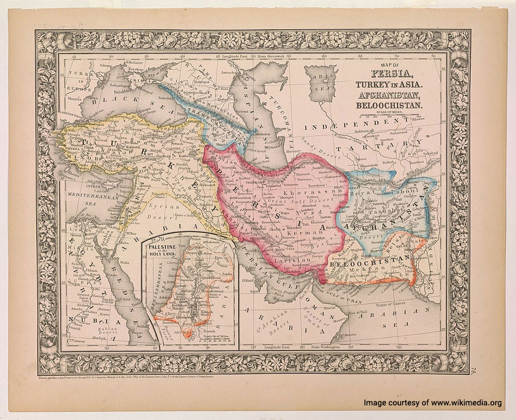 نقشه مرزی ایران در دوره ناصرالدین شاه قاجار