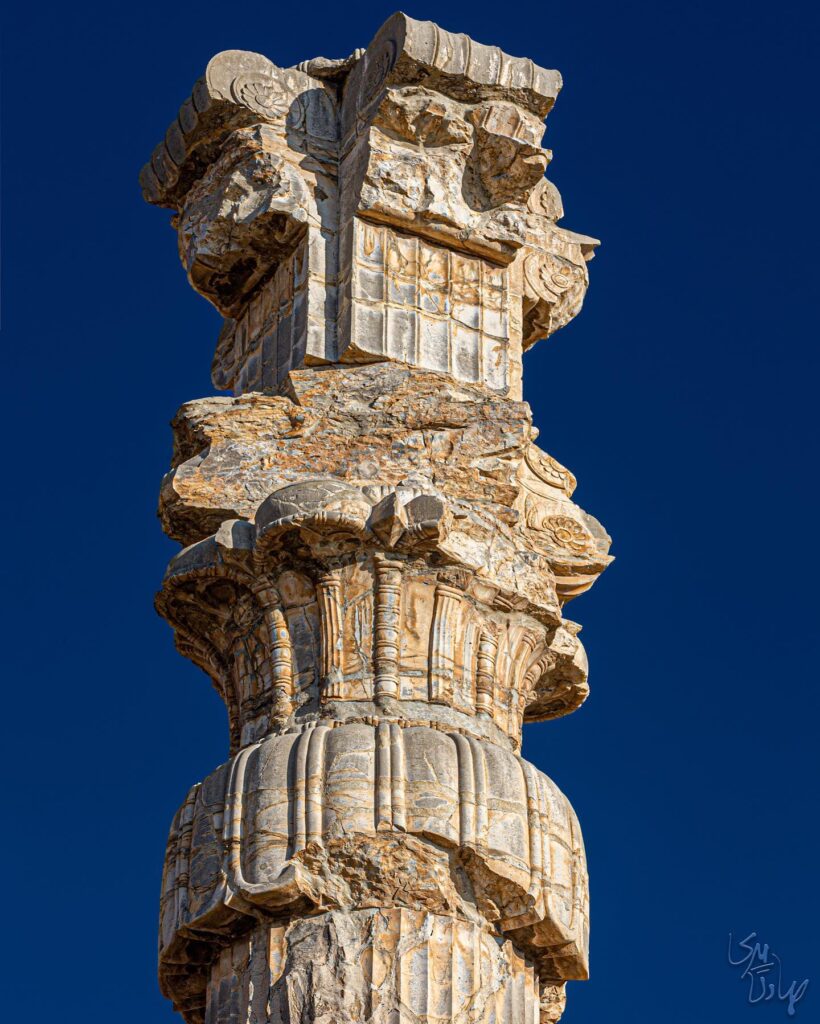 نمایی زیبا از سرستونی در تخت جمشید