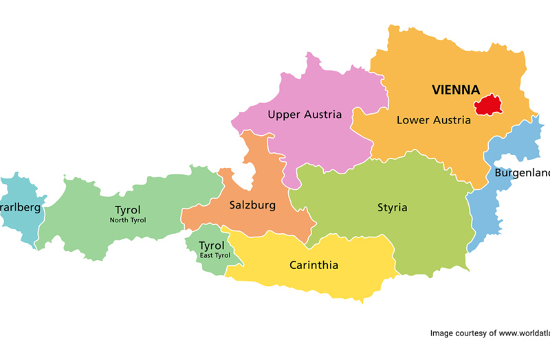 آشنایی با نقشه اتریش و ویژگی‌های آن