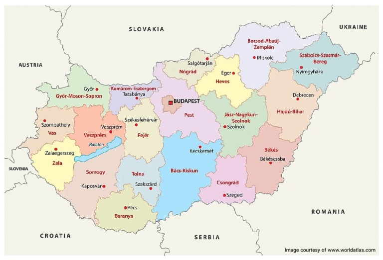 آشنایی با نقشه مجارستان و موقعیت آن