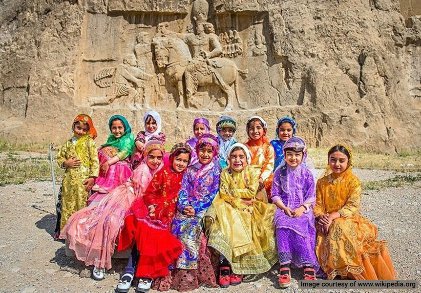 Children wearing traditional Basseri clothing