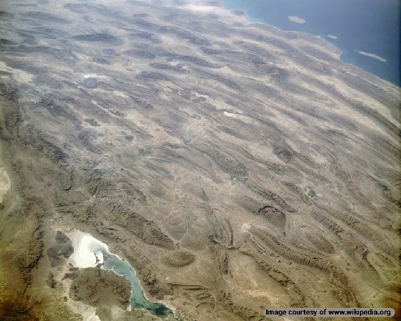 Aerial image of Zagros mountain range