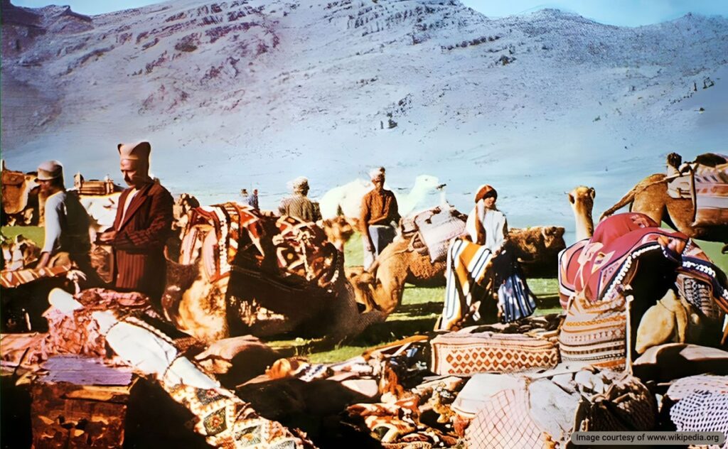 Qashqai nomadic tribe in migration