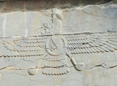 Iranian religions: Zoroastrian stone relief