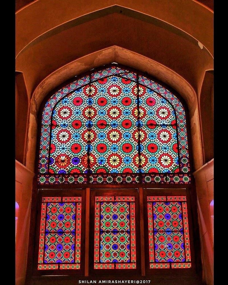 The windows of Hashti mansion in Dolat Abad Garden, Yazd