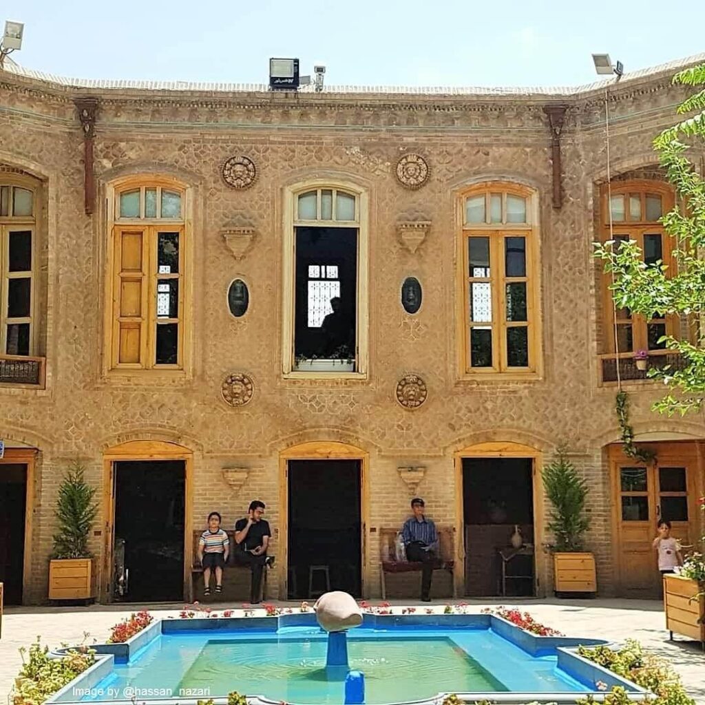 The beautiful courtyard of Darougheh house in Mashhad