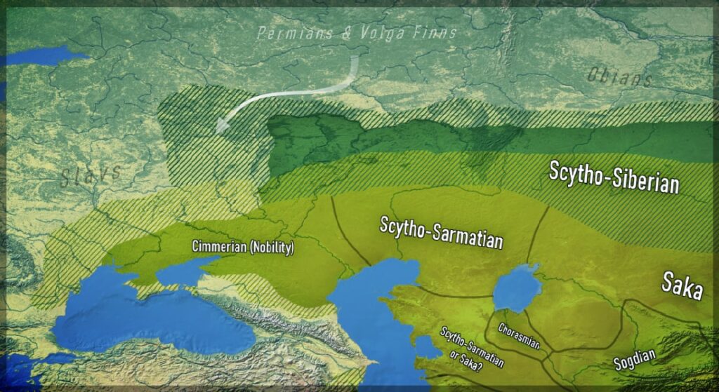 Geographical distribution of Scythian languages