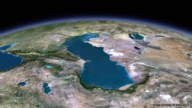 View of Caspian Sea from the upper atmosphere