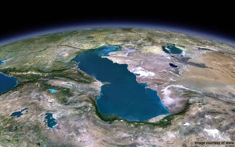 View of Caspian Sea from the upper atmosphere