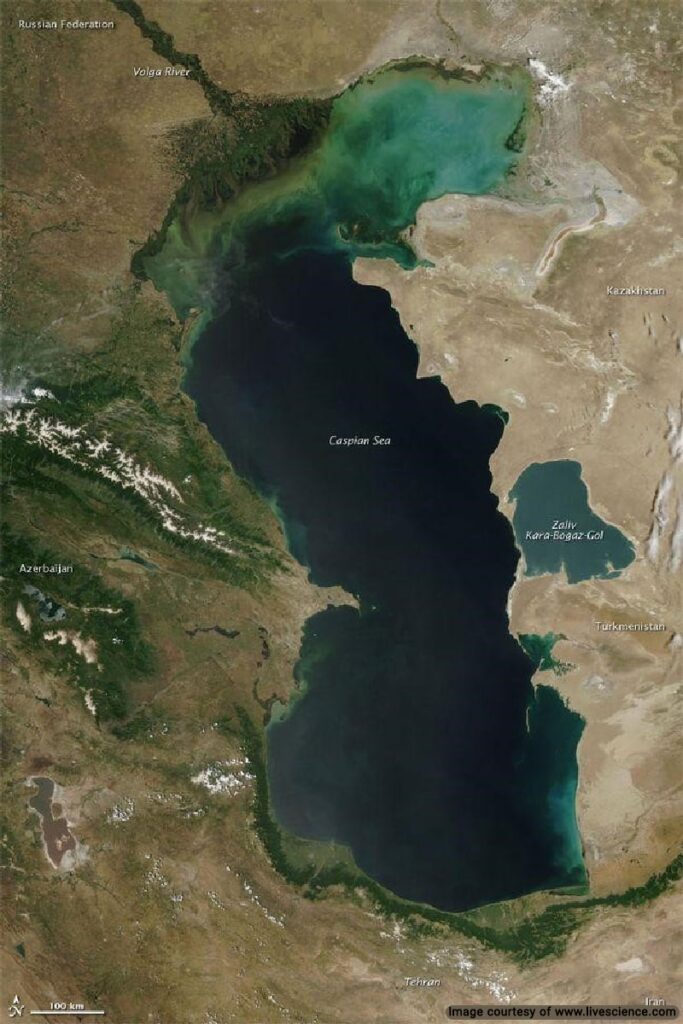 View of the Caspian Sea from the upper atmosphere