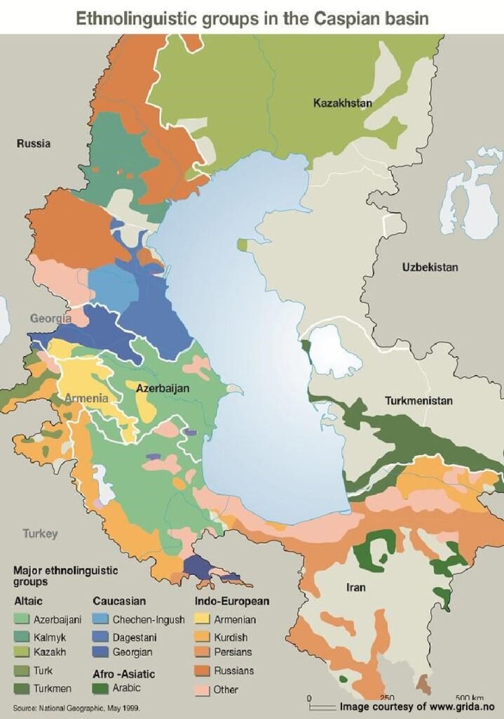 Map of ethnic and linguistic diversity in the Caspian Region