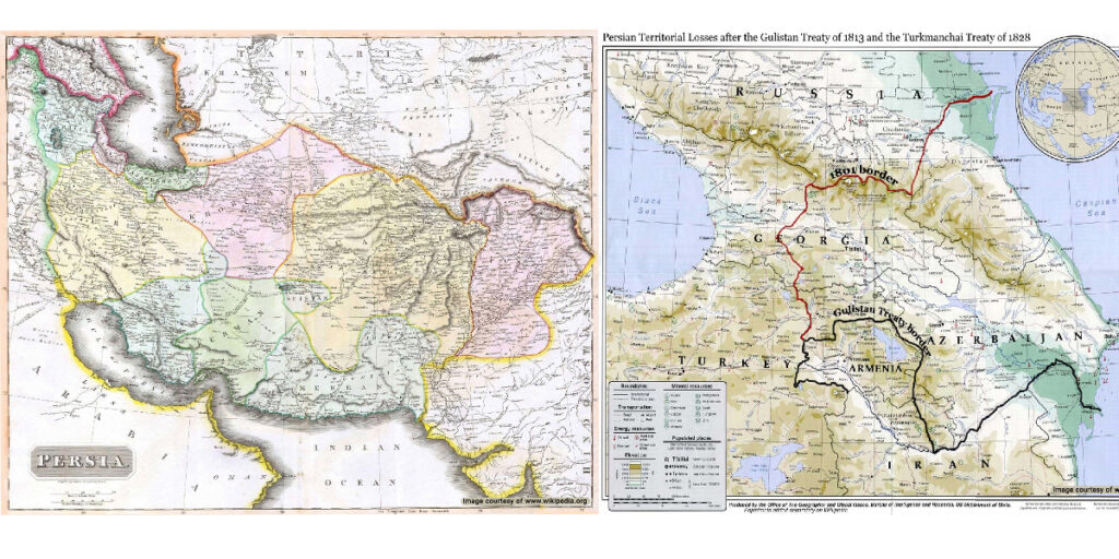 Map of territories Gulistan and Turkmenchay treaties