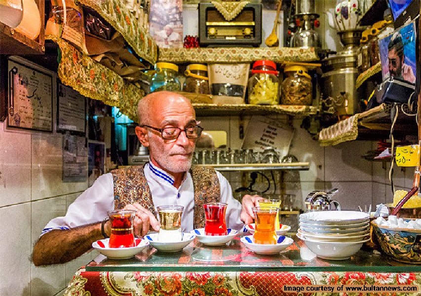 Tea houses are traditional shops that serve Persian tea