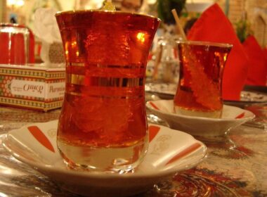 A glass of Persian tea