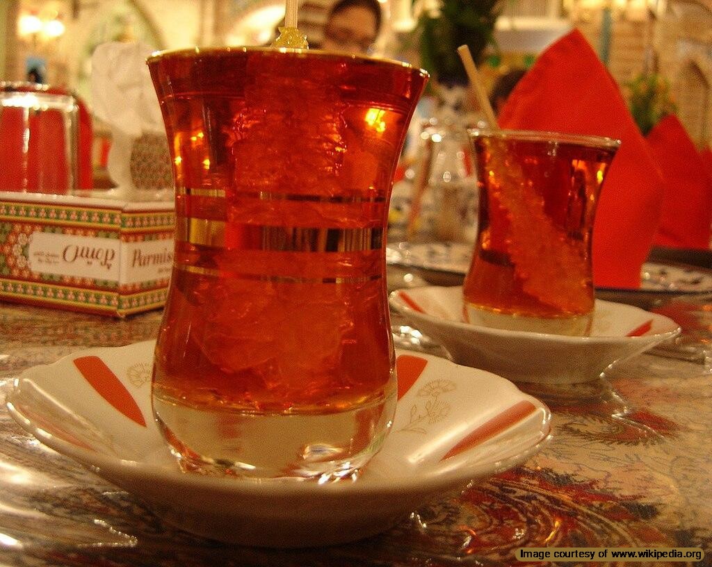 A glass of Persian tea