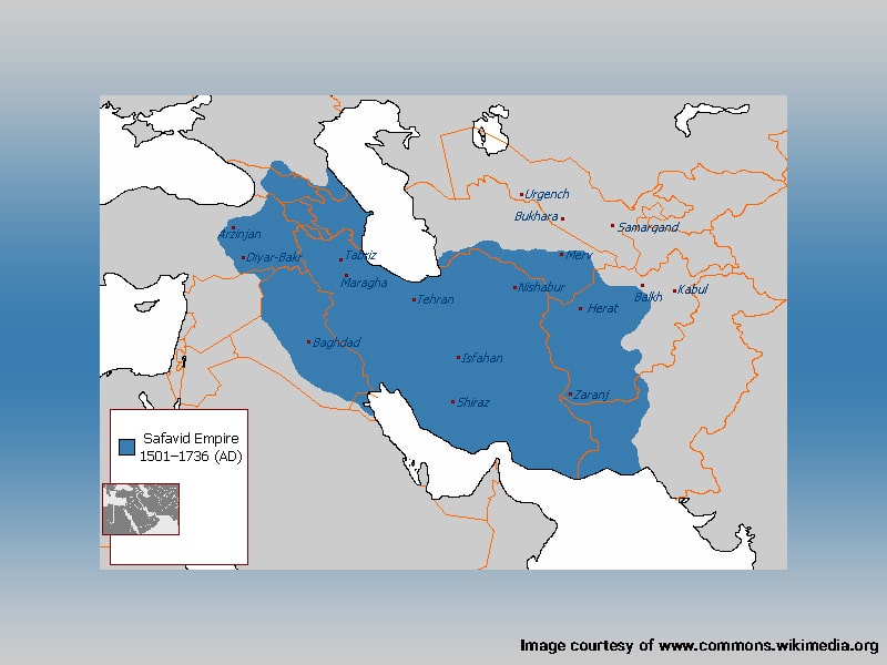 Map of Safavid territories under Shah Abbas I