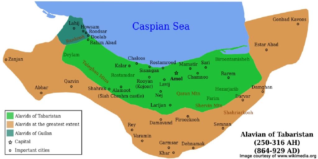 A map of Alavid territory in Tabarestan