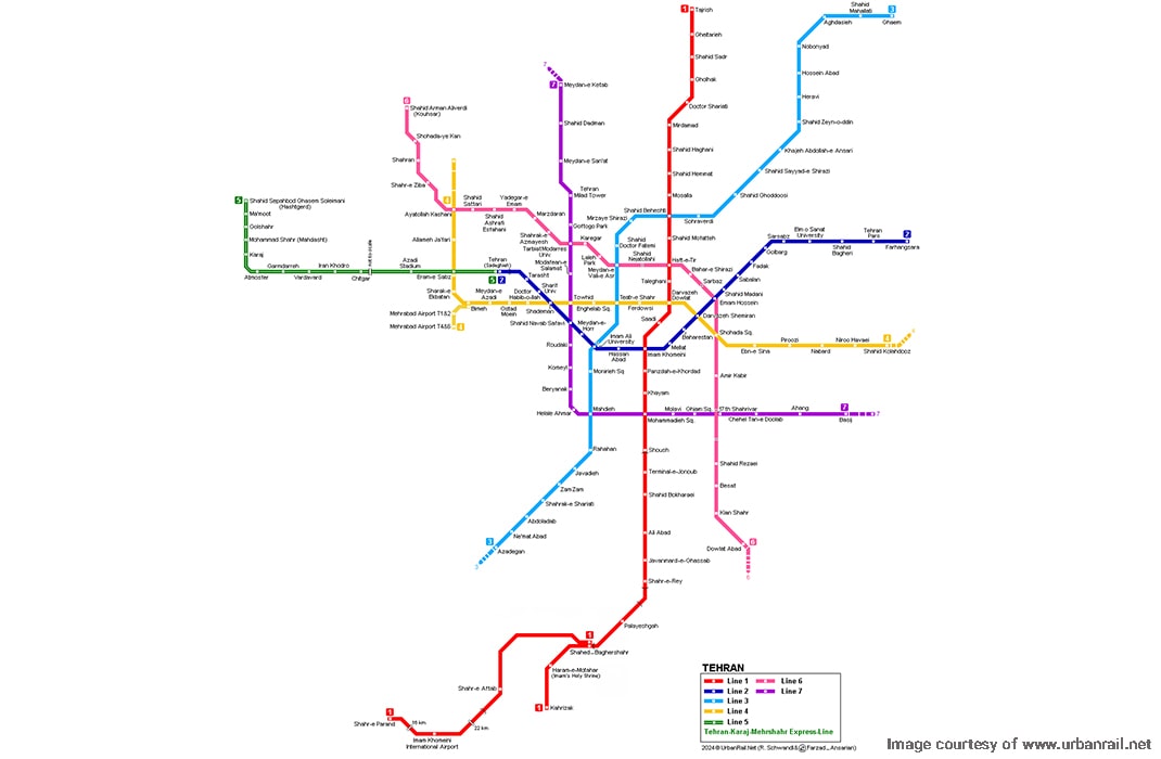 Tehran metro map 2024