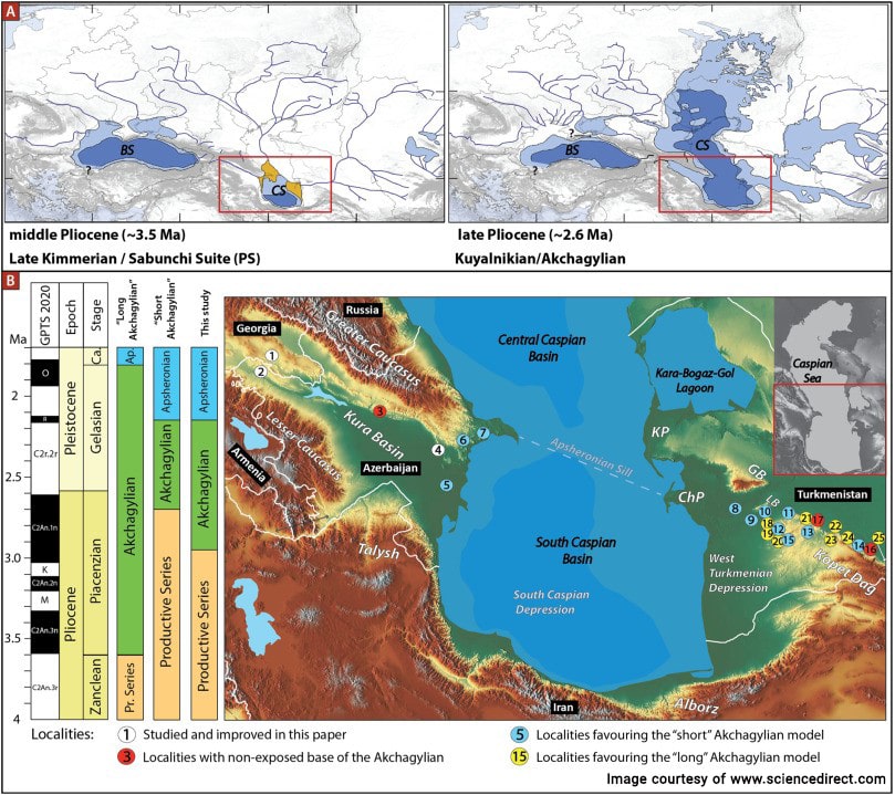 The Caspian Sea expanded during the late Pliocene period