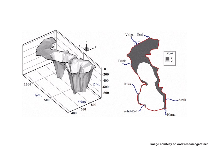 The Caspian Sea 3D depth map