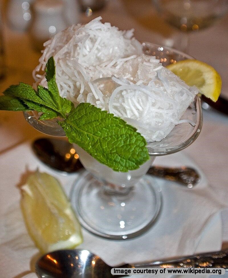 Persian Faloodeh is a form of sweet noodles served cold