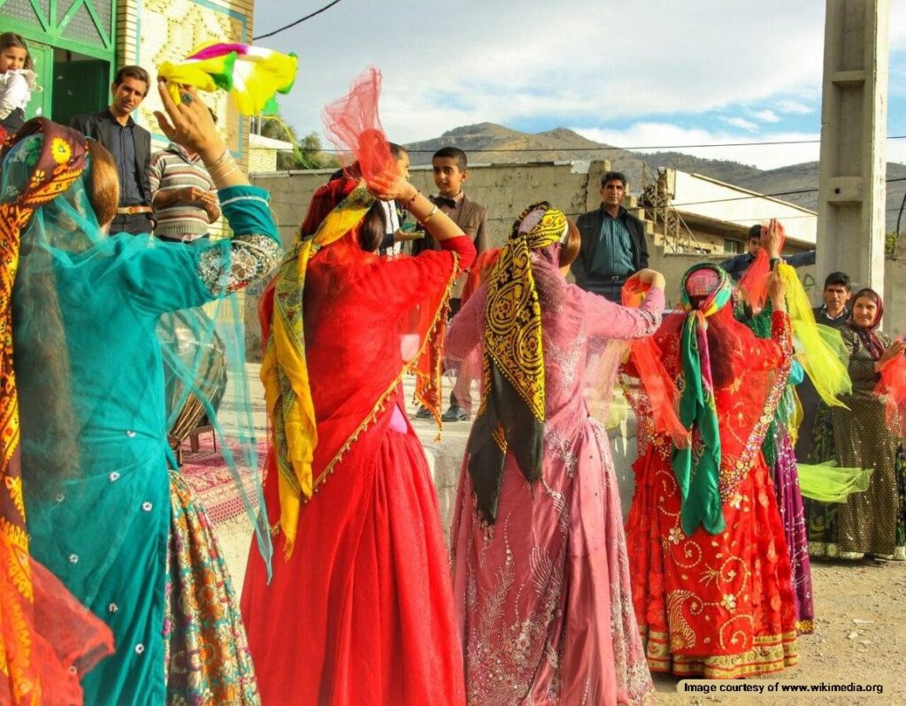 Women performing handkerchief dance in Lurestan