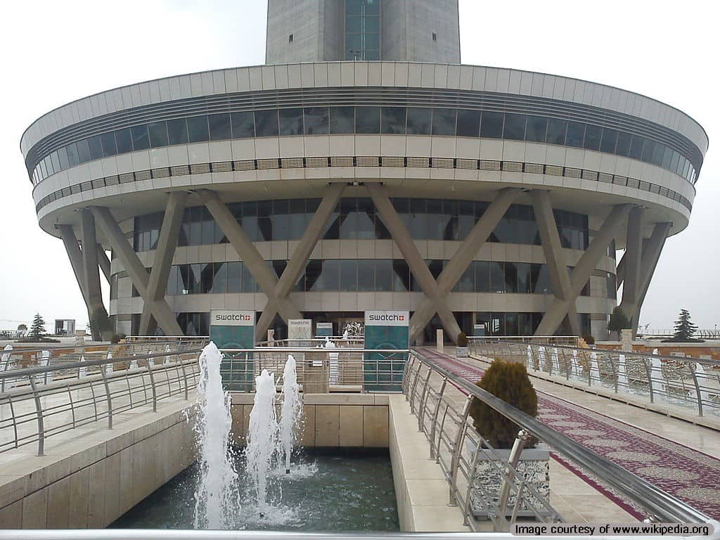 The base of the Milad Tower