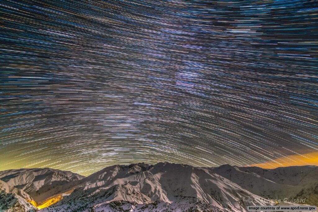 The star trail above Alborz Mountain