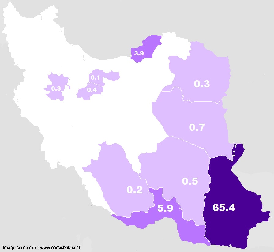 Distribution of Baluch people in Iran