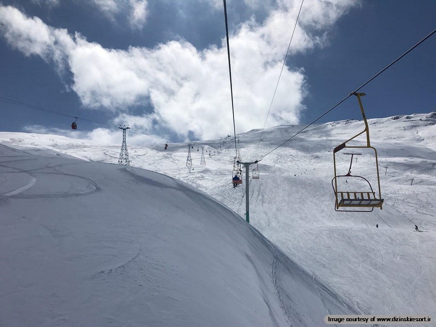 View of chairlifts above the Alborz mountain