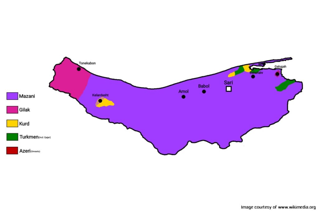 Distribution of Mazandarani ethnic group in northern Iran