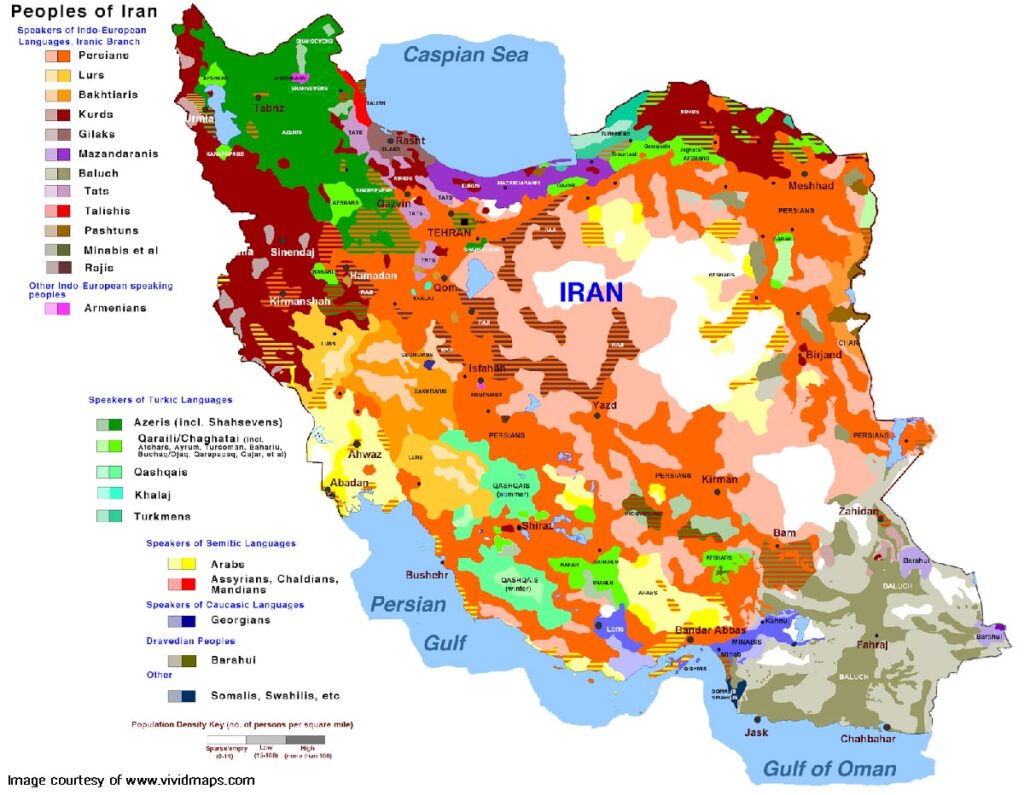 The geographical distribution of Iranian ethnic groups