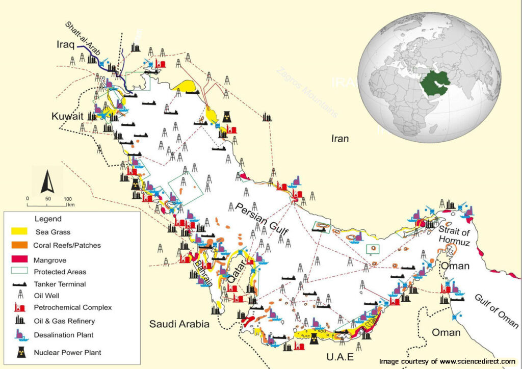 Distribution of marine life and natural resource exploitation in the Persian Gulf