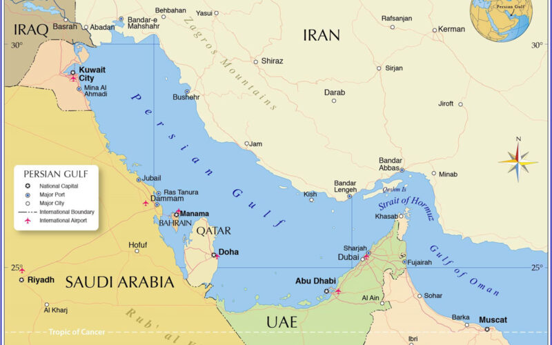 Map of the Persian Gulf countries