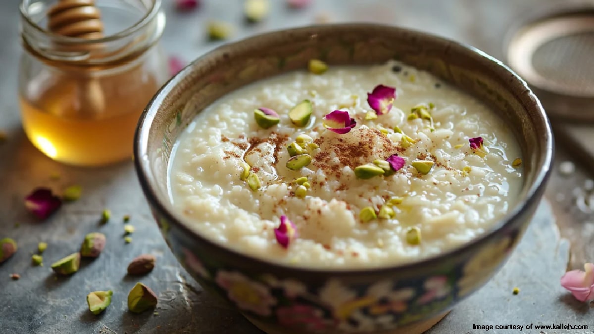 Shir Berenj (rice pudding with rosewater)