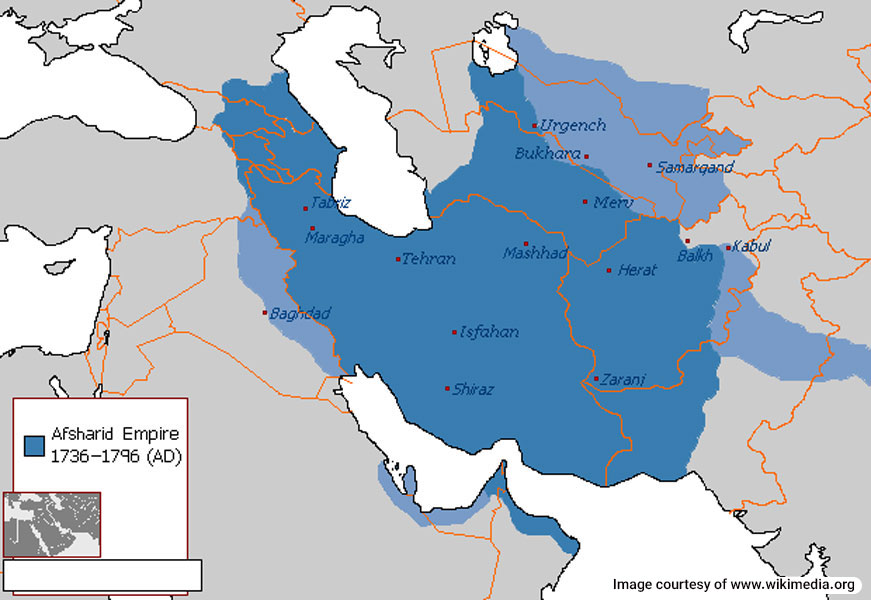 Iran’s map during the reign of Nader Shah