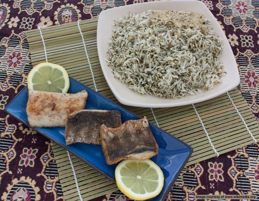 Sabzi Polo or rice with herbs