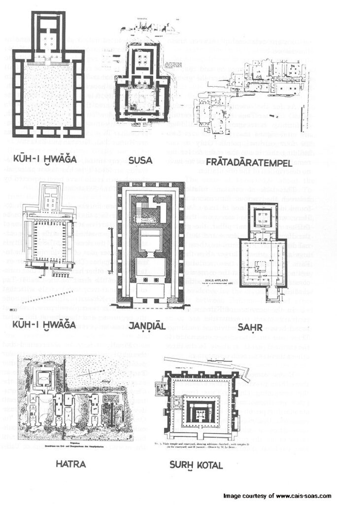 Blueprints of famous fire temples in Iran