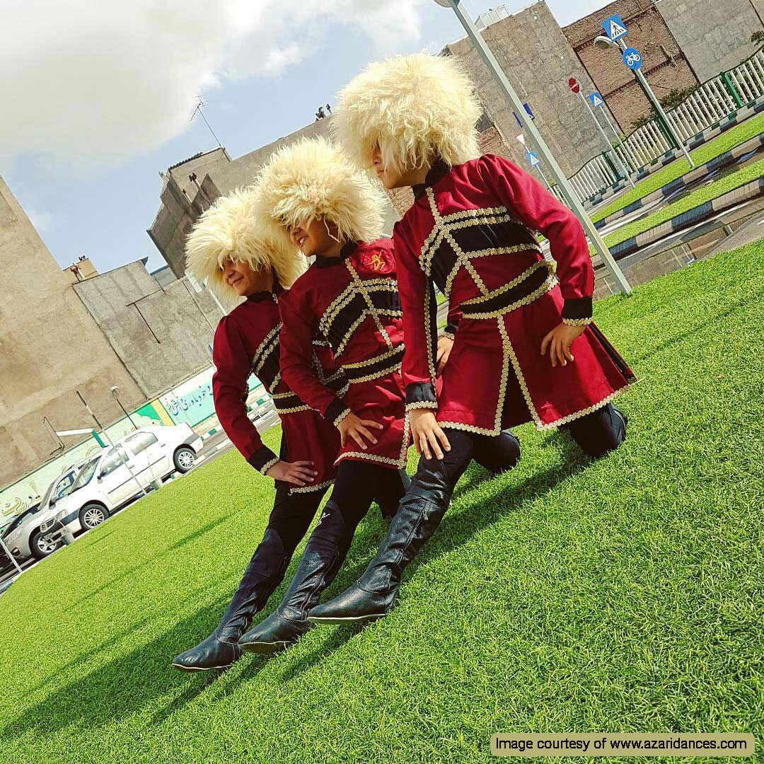 An Azerbaijani couple in traditional Persian costumes