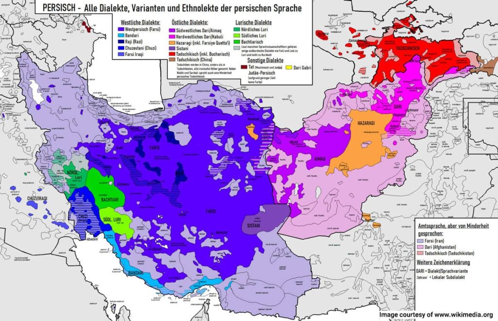 Map showing Iranian languages