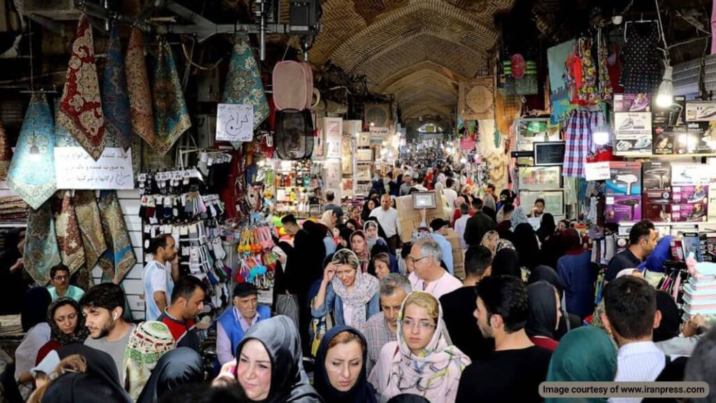 A bazaar in Iran with a mix of ethnic groups