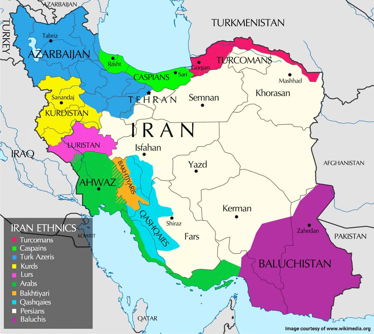 Map showing the Persian population in Iran: Persian ethnicity