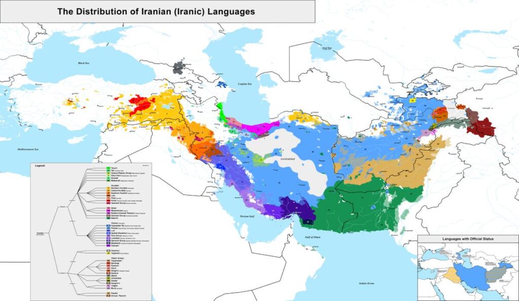 Map of Iranian Languages Distribution